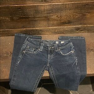 Miss Me Dark Indigo Bootcut Jeans with Contrast Stitching